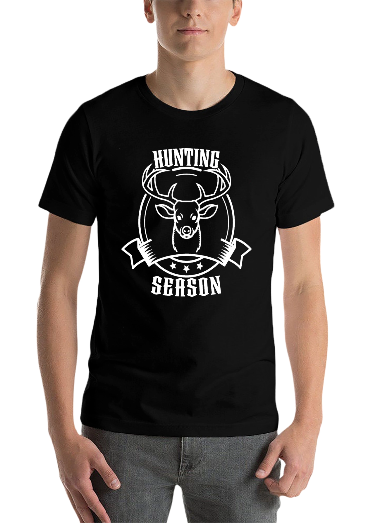 Hunting Season Black T-Shirt Deer Graphic