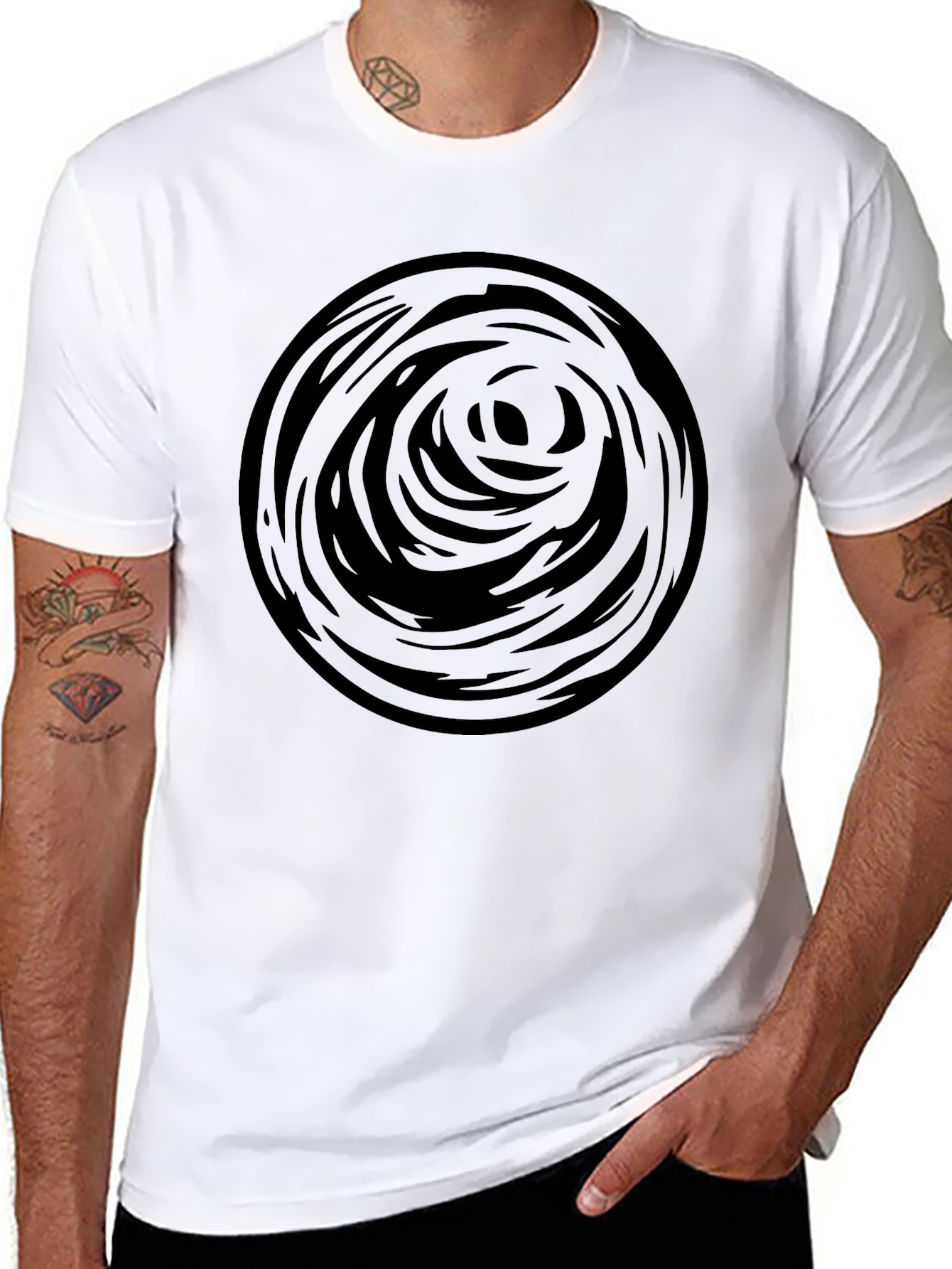 Abstract Circle Graphic Tee - Black