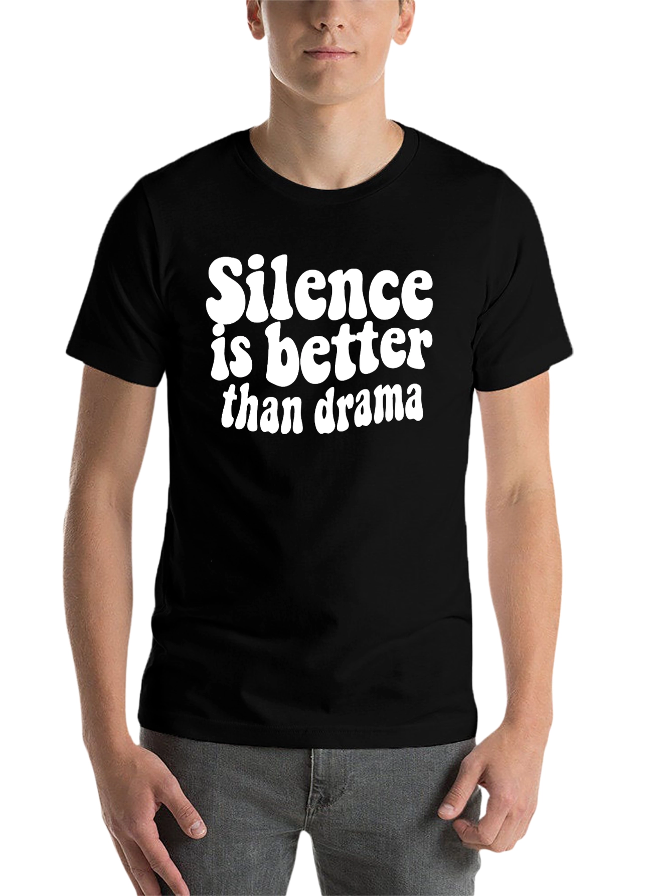 Silence Is Better Than Drama Black Graphic T-Shirt