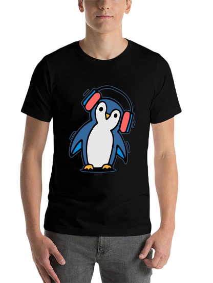 Penguin DJ Graphic Tee - Cool Cartoon T-Shirt