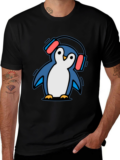 Penguin DJ Graphic Tee - Cool Cartoon T-Shirt