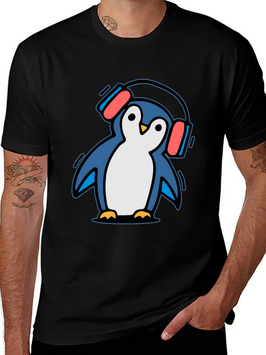 Penguin DJ Graphic Tee - Cool Cartoon T-Shirt