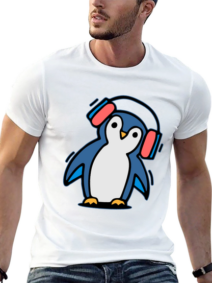 Penguin DJ Graphic Tee - Cool Cartoon T-Shirt