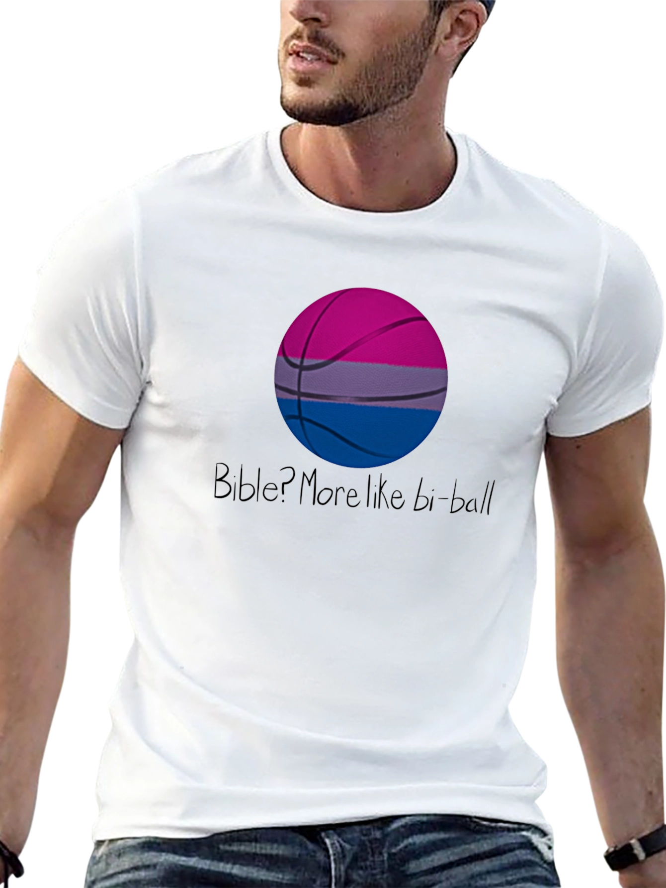 Bi-Ball T-Shirt: Bisexual Pride Basketball Graphic Tee