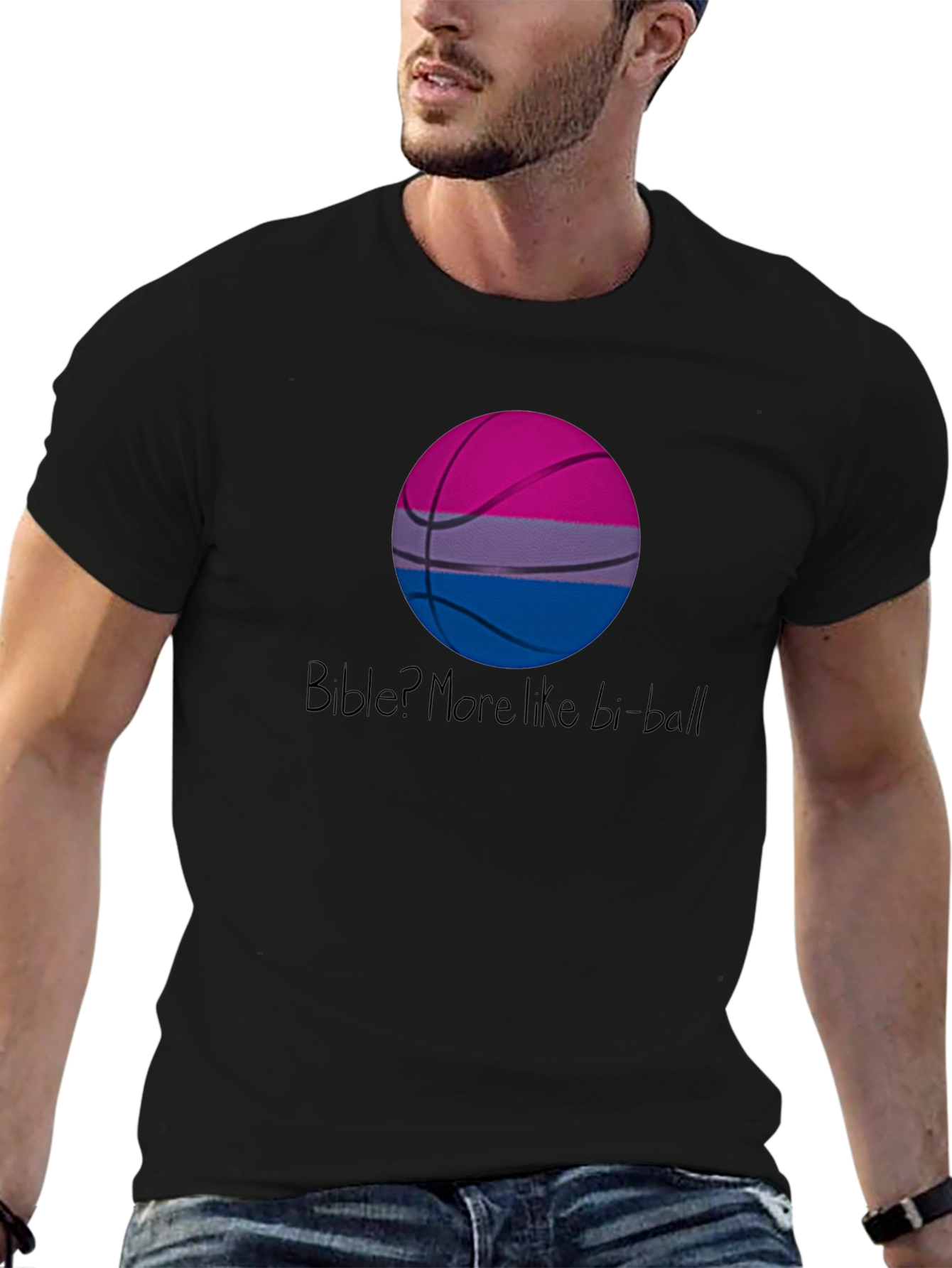 Bi-Ball T-Shirt: Bisexual Pride Basketball Graphic Tee