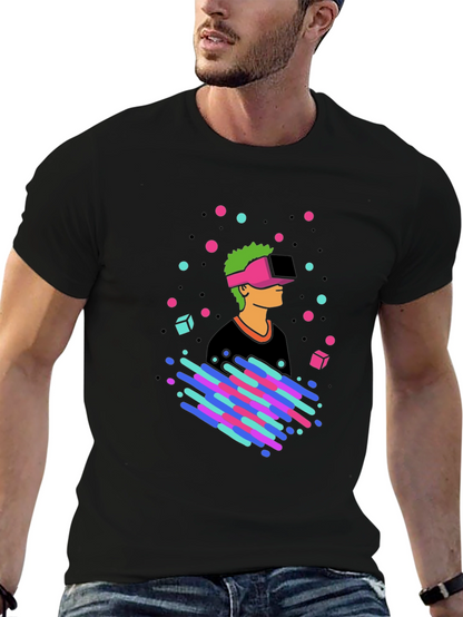 VR Gamer Graphic Tee - Black Cotton T-Shirt