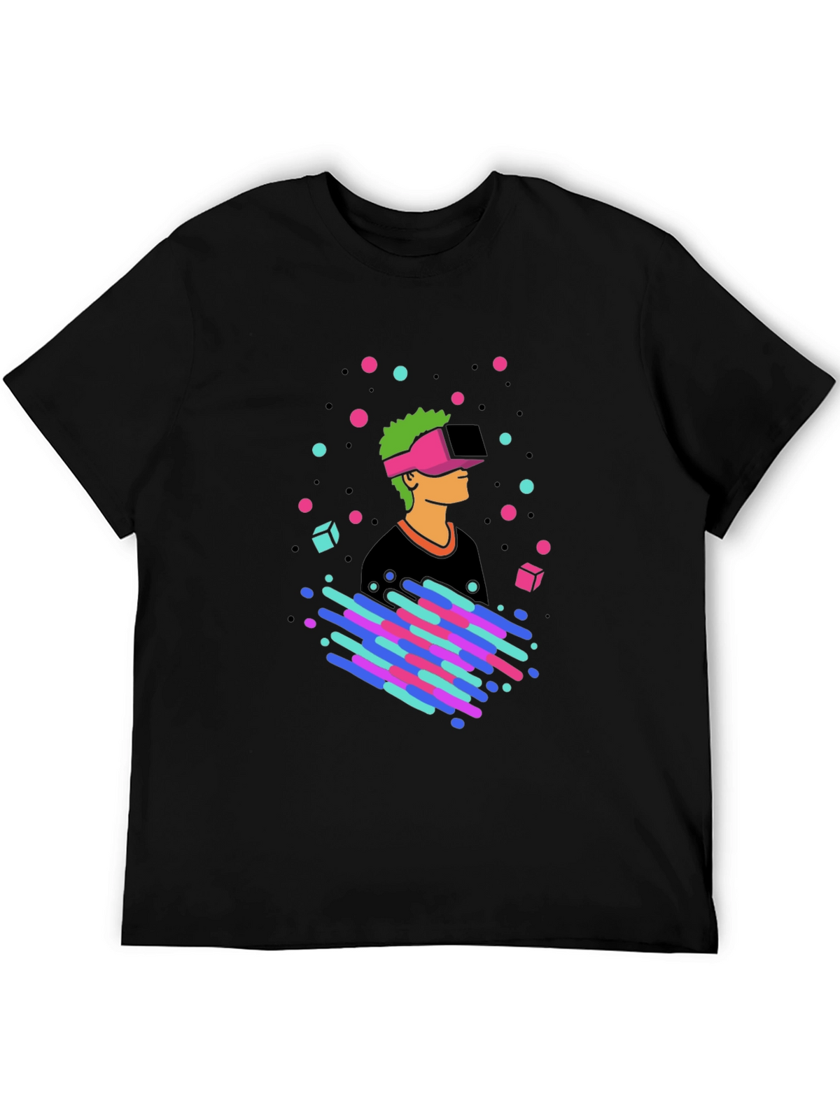 VR Gamer Graphic Tee - Black Cotton T-Shirt