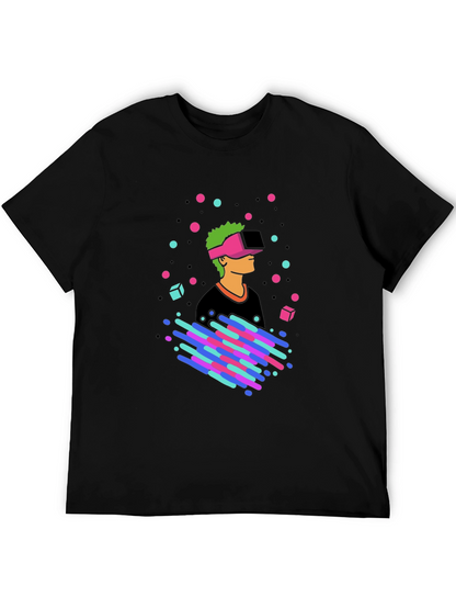 VR Gamer Graphic Tee - Black Cotton T-Shirt