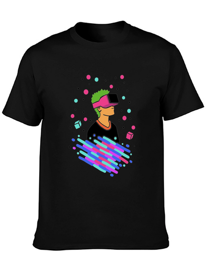 VR Gamer Graphic Tee - Black Cotton T-Shirt
