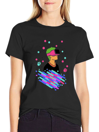 VR Gamer Graphic Tee - Black Cotton T-Shirt