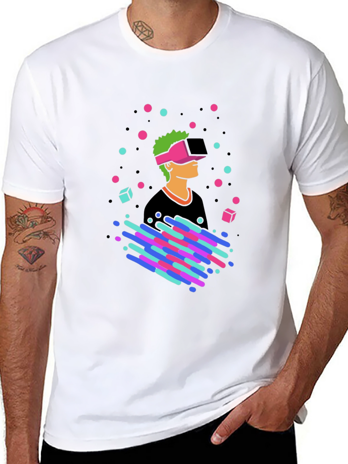 VR Gamer Graphic Tee - Black Cotton T-Shirt
