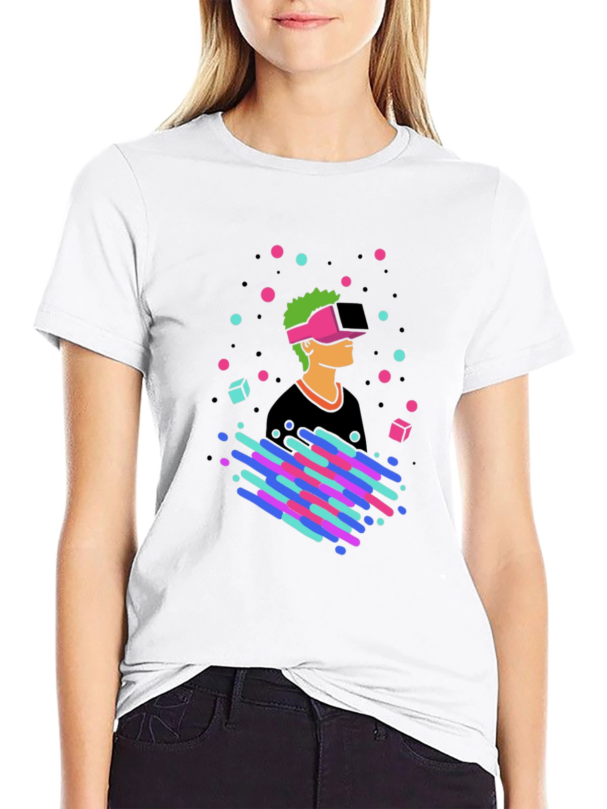 VR Gamer Graphic Tee - Black Cotton T-Shirt
