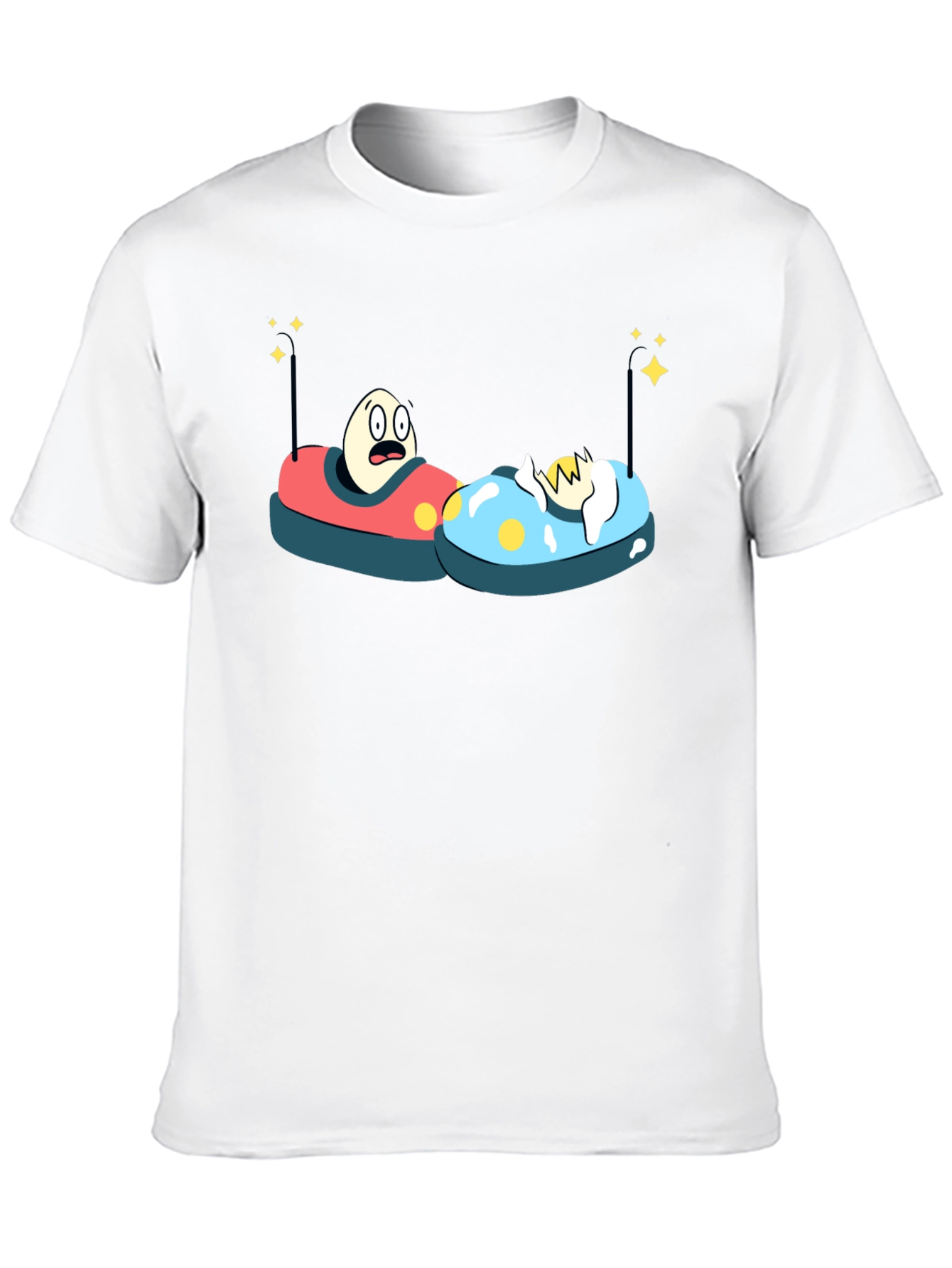 Bumper Car Eggs T-Shirt - Fun Cartoon Graphic Tee