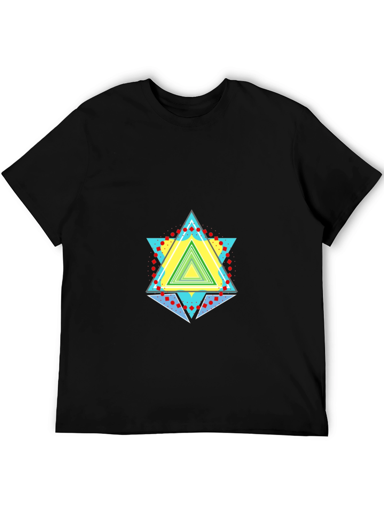 Geometric Triangle Graphic Black T-Shirt