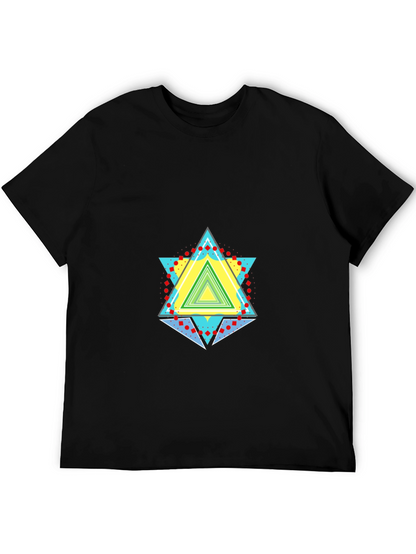 Geometric Triangle Graphic Black T-Shirt