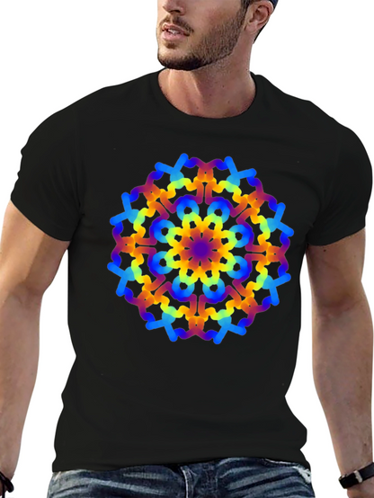 Rainbow Mandala Graphic Black T-Shirt