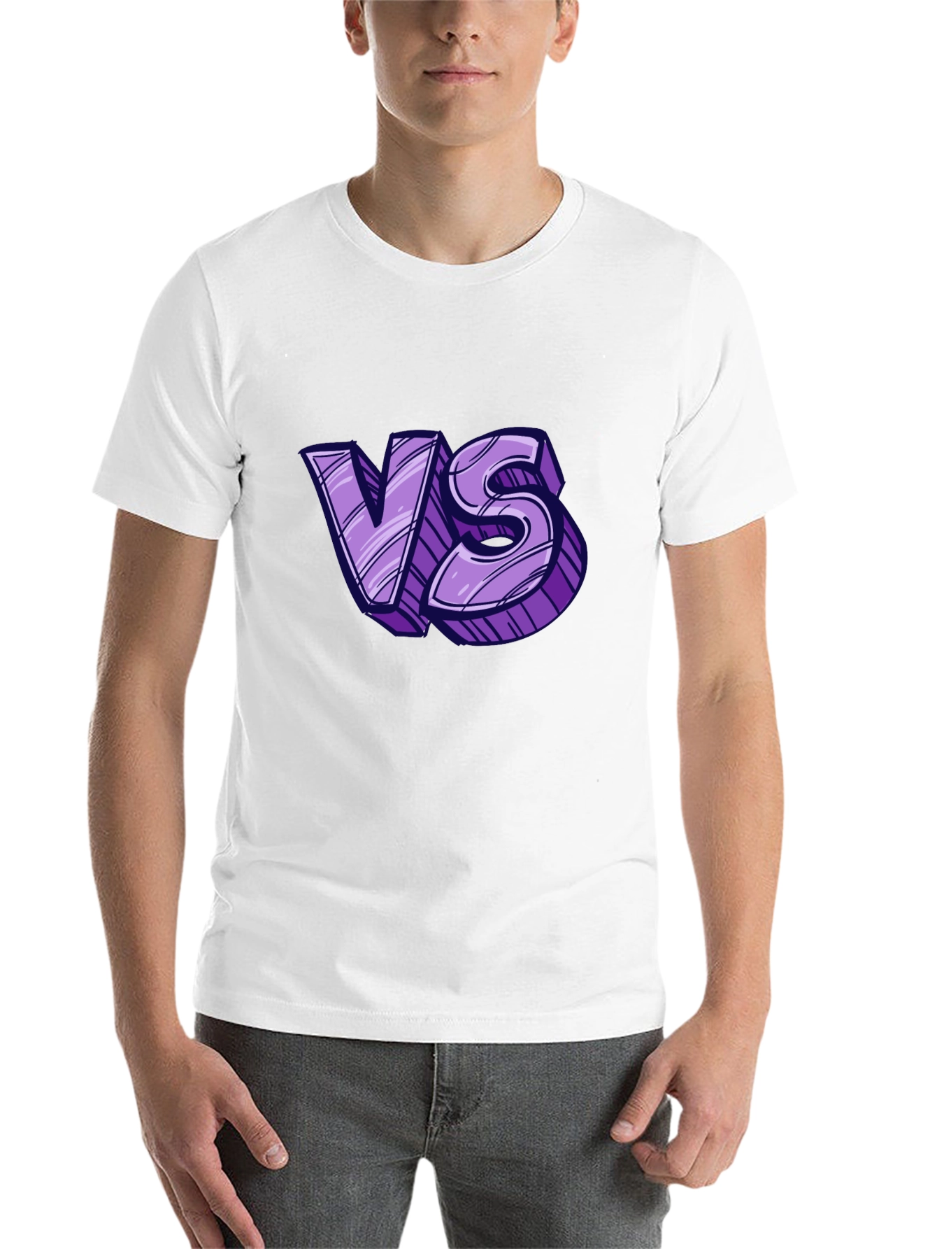 Versus Graphic Tee - Black Cotton T-Shirt