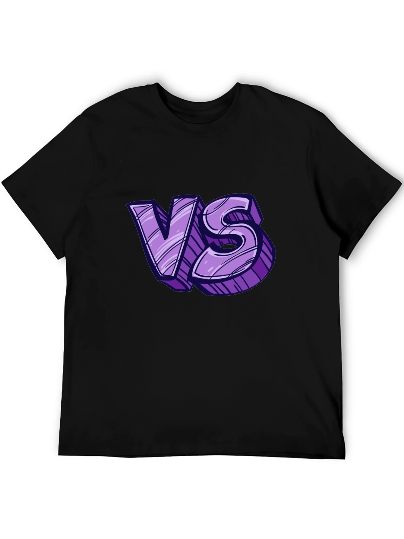Versus Graphic Tee - Black Cotton T-Shirt