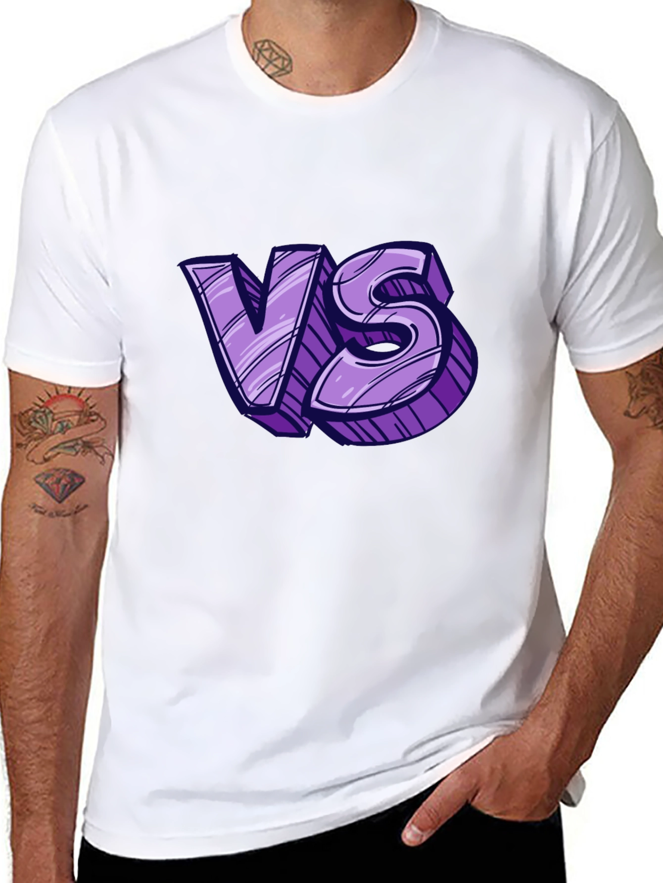 Versus Graphic Tee - Black Cotton T-Shirt