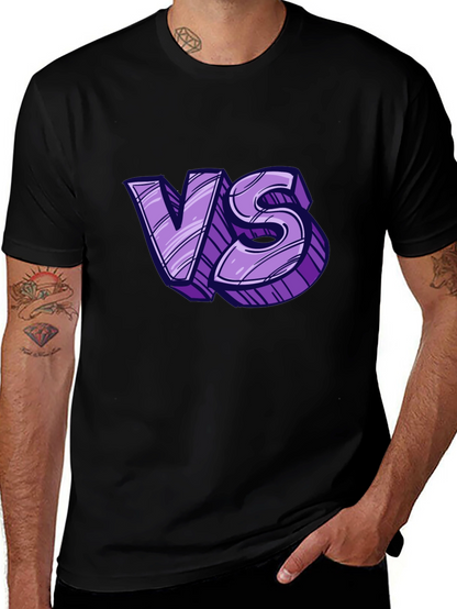 Versus Graphic Tee - Black Cotton T-Shirt