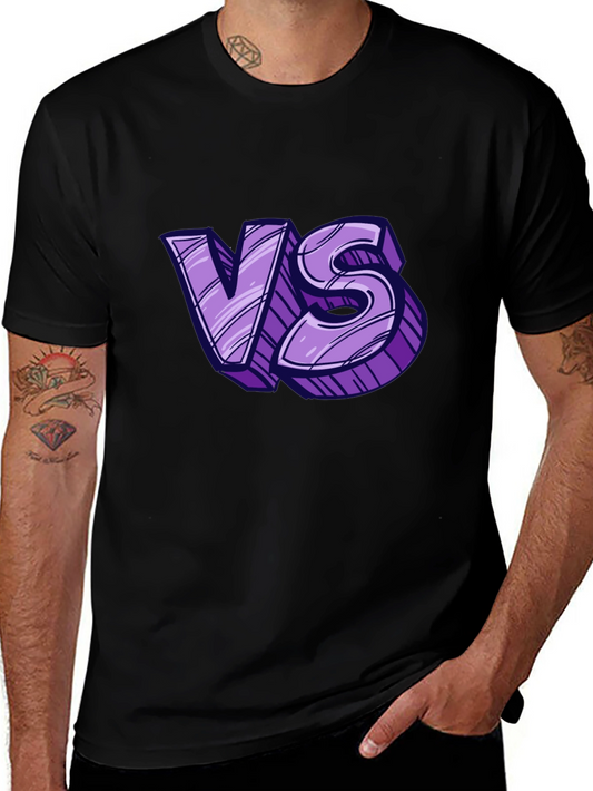 Versus Graphic Tee - Black Cotton T-Shirt