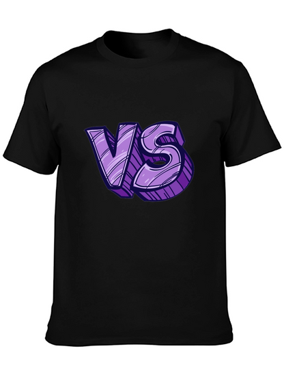 Versus Graphic Tee - Black Cotton T-Shirt