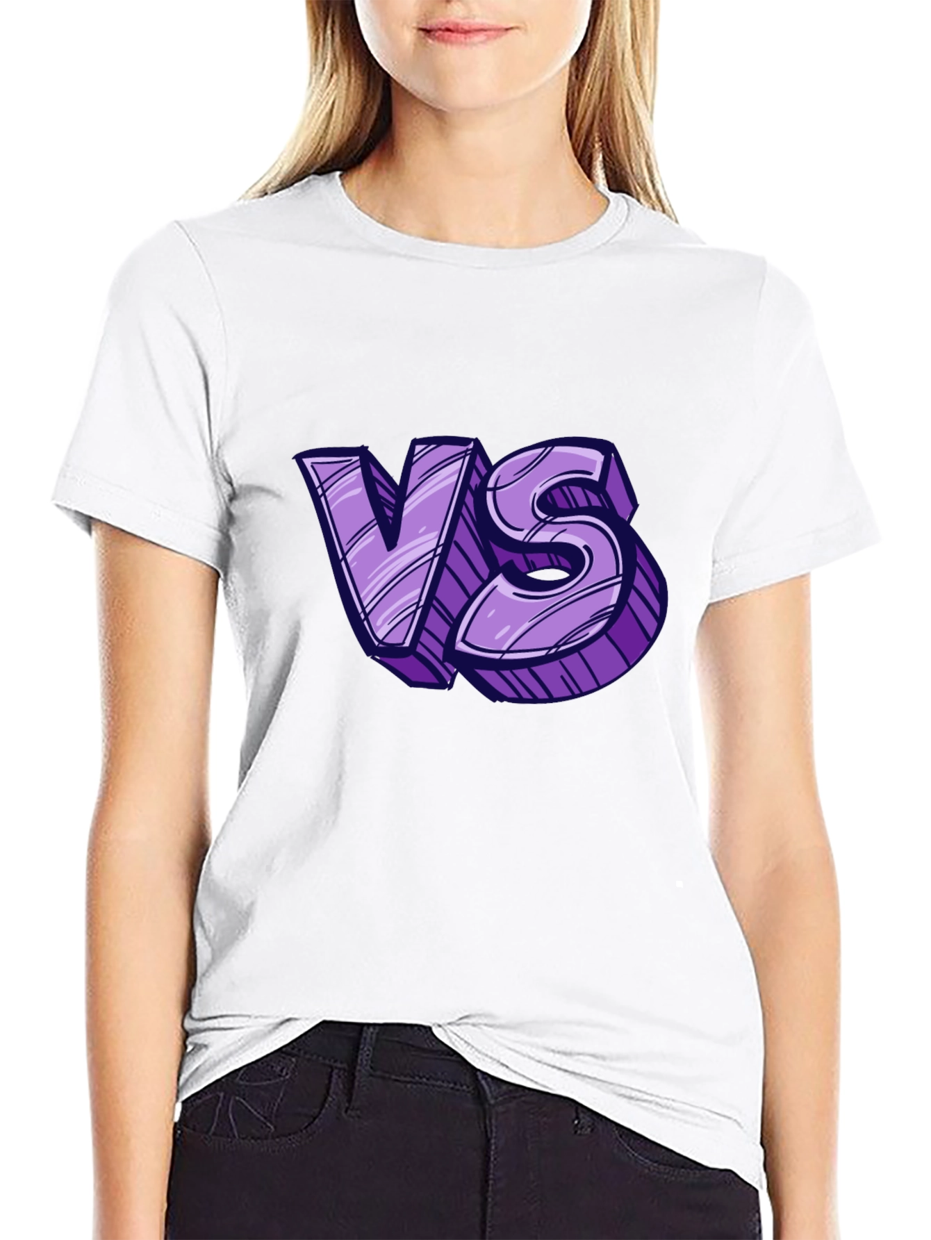 Versus Graphic Tee - Black Cotton T-Shirt