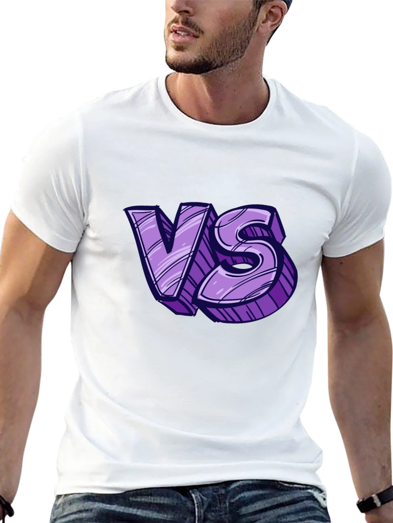 Versus Graphic Tee - Black Cotton T-Shirt