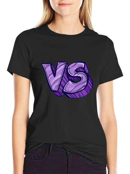 Versus Graphic Tee - Black Cotton T-Shirt