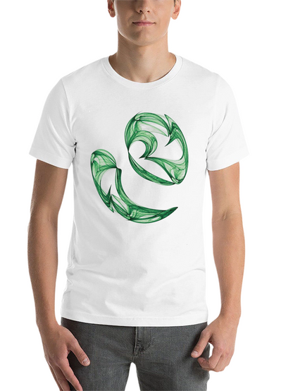 Abstract Green Swirl Graphic Black T-Shirt