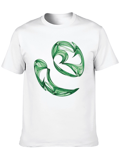 Abstract Green Swirl Graphic Black T-Shirt