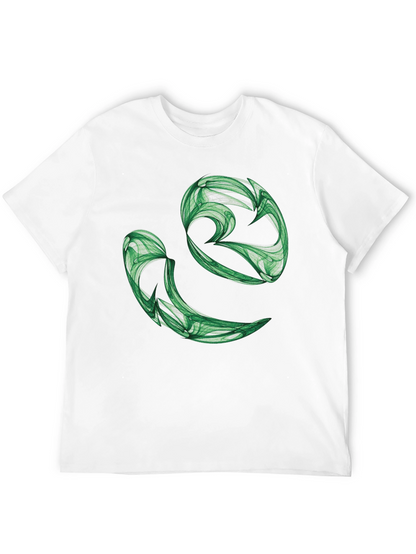 Abstract Green Swirl Graphic Black T-Shirt