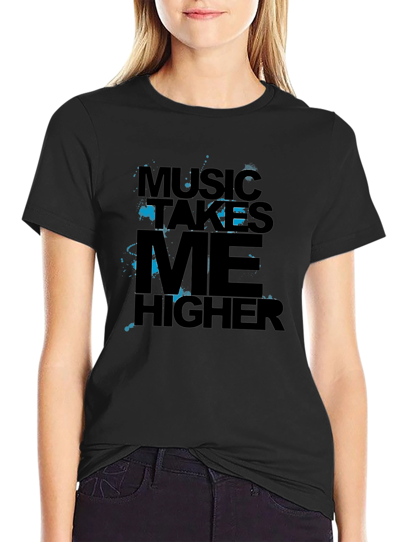 Music Takes Me Higher Black Graphic Tee