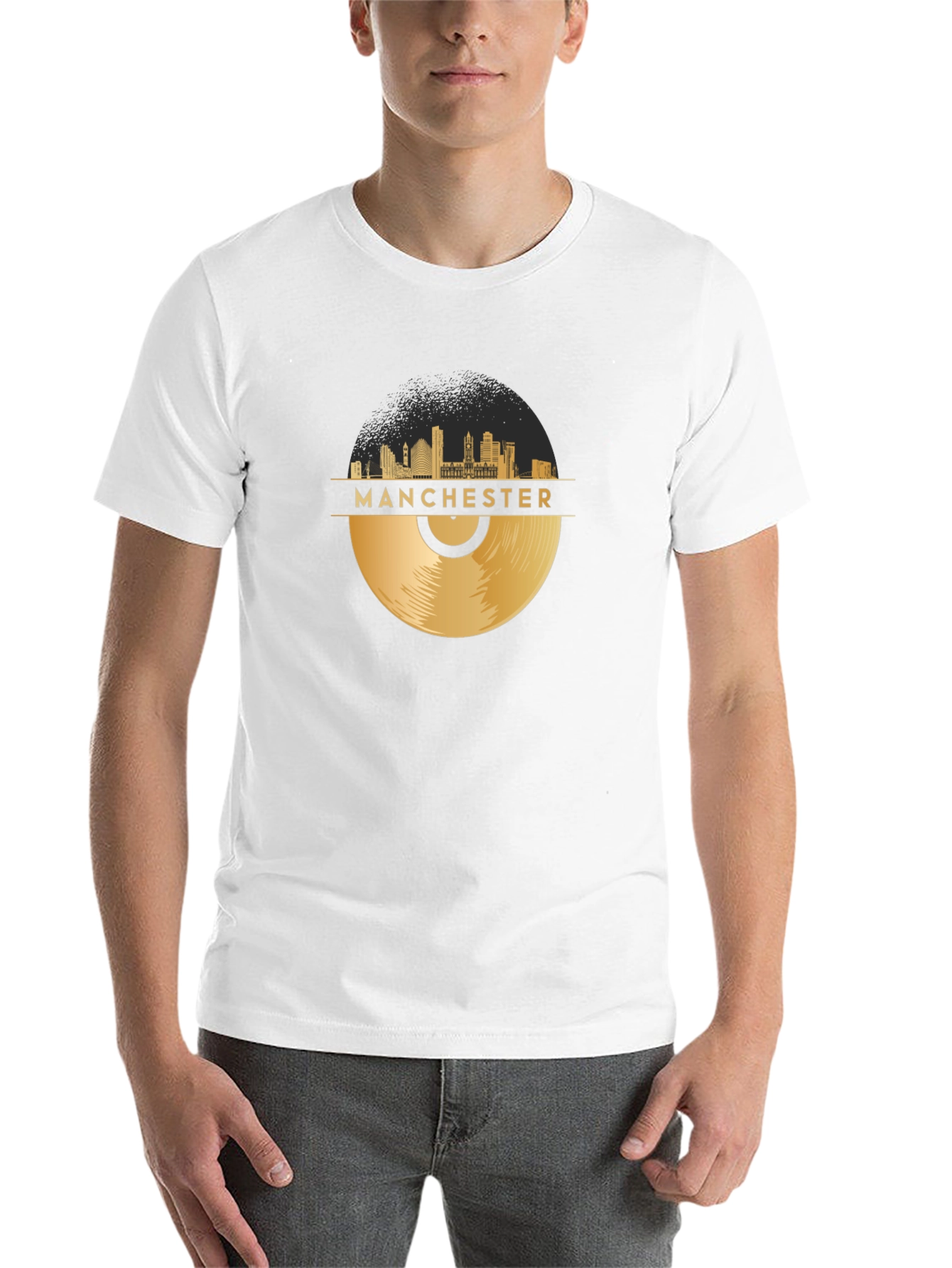 Manchester Skyline Vinyl Record Graphic Tee