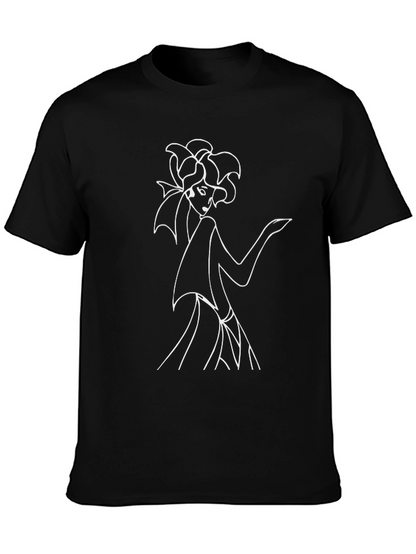 Black T-Shirt with Fashion Illustration