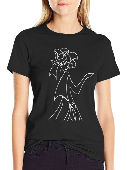 Black T-Shirt with Fashion Illustration