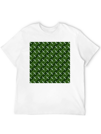 Green Leaf Pattern Black T-Shirt