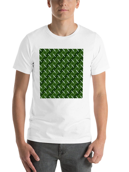 Green Leaf Pattern Black T-Shirt