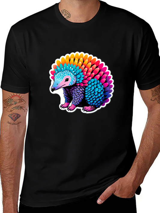 Colorful Pangolin Graphic Tee - Unique Animal Design