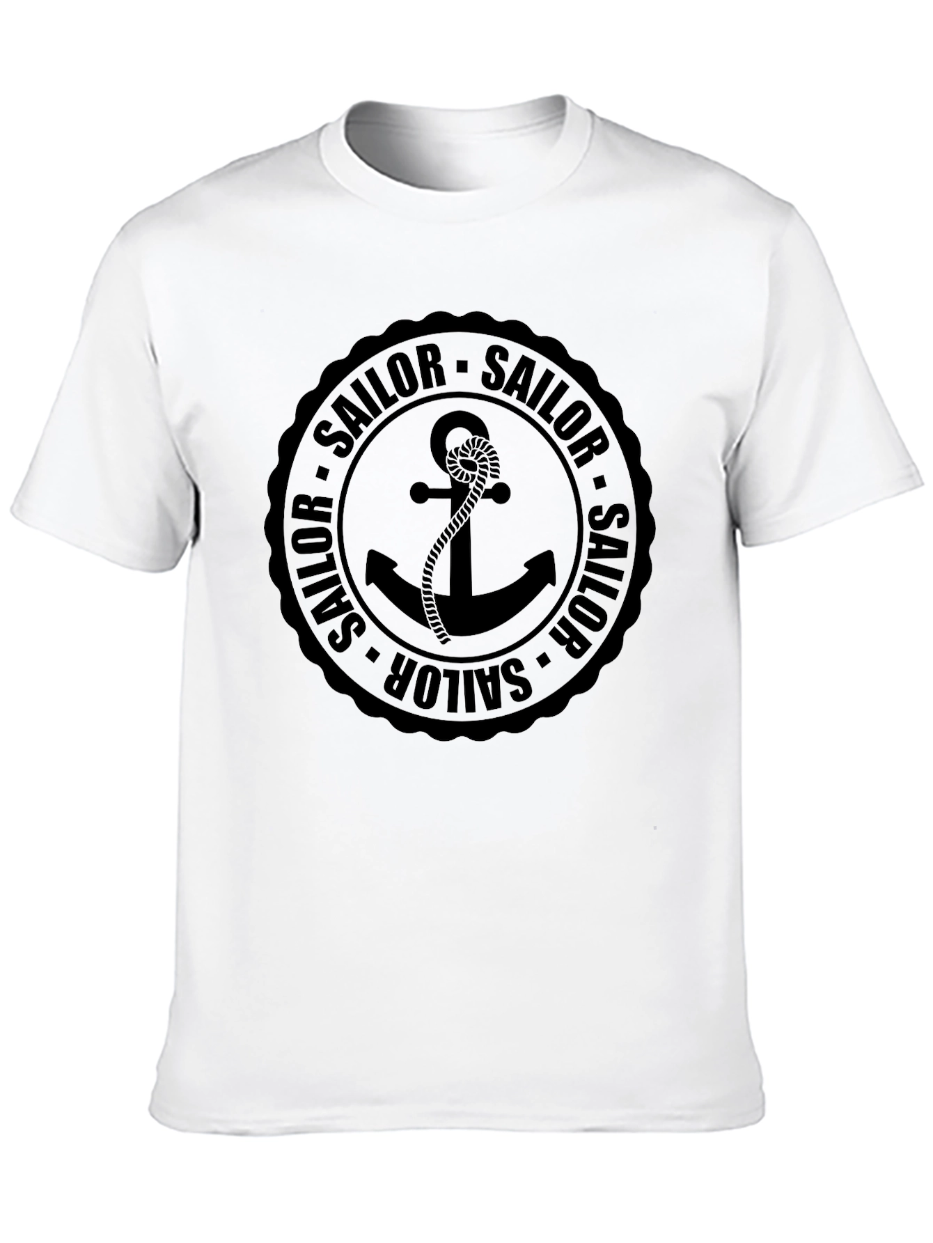 Nautical Sailor Anchor Black Graphic T-Shirt