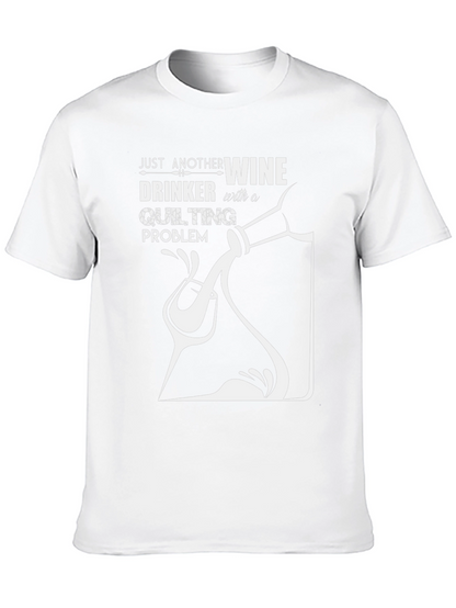 Wine & Quilting T-Shirt - Black Unique Design