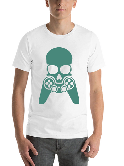 Gamer Skull Graphic Tee - Black Cotton Blend