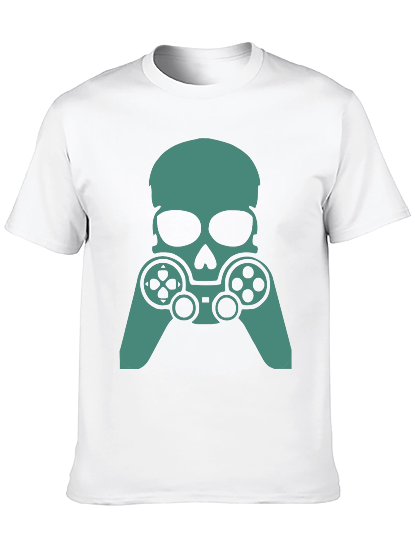 Gamer Skull Graphic Tee - Black Cotton Blend