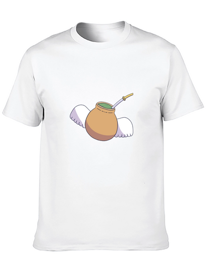 Mate Tea Cup with Wings Graphic Tee - Black