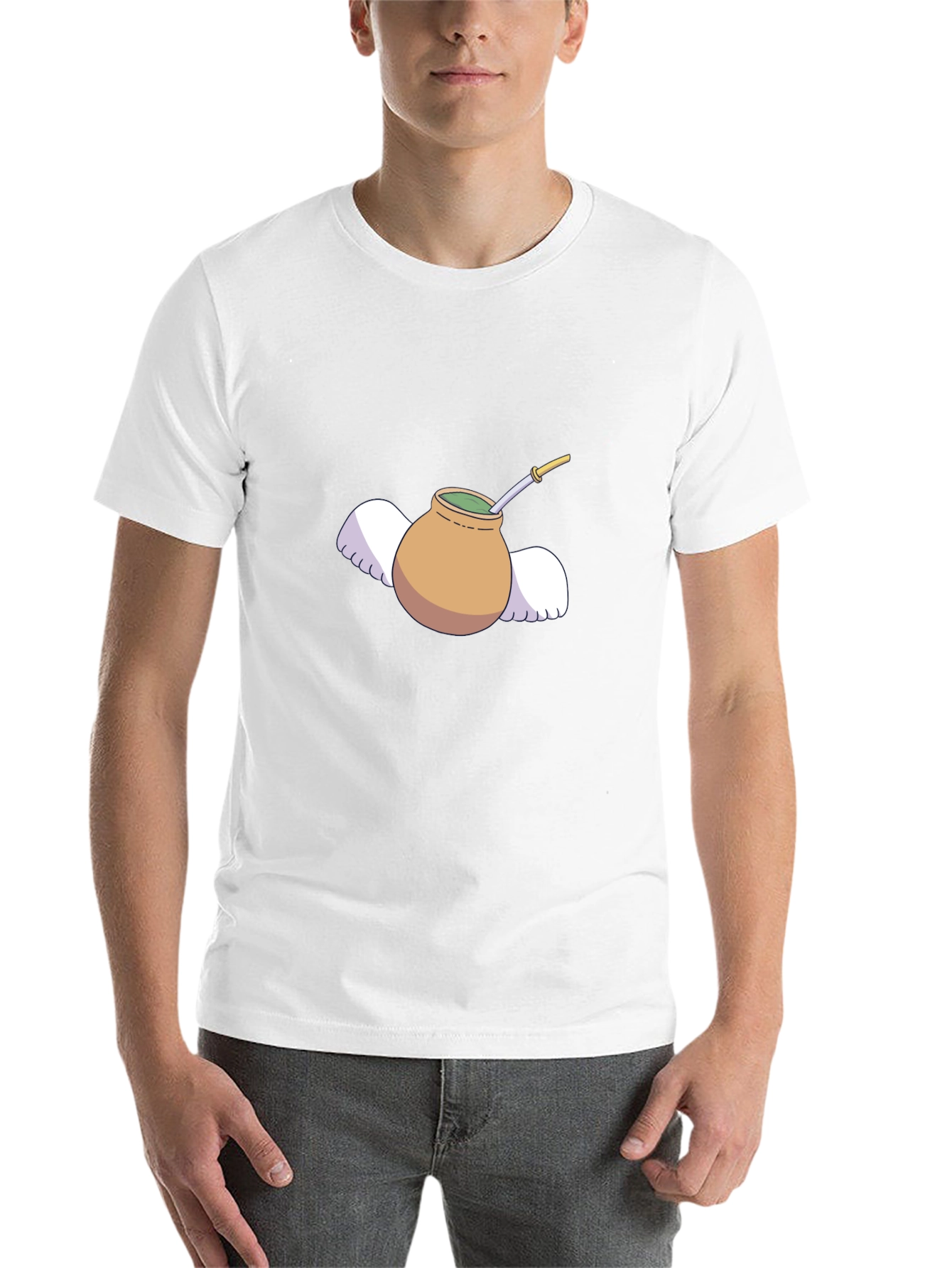 Mate Tea Cup with Wings Graphic Tee - Black