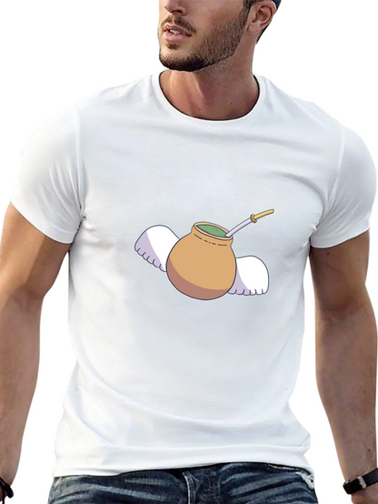 Mate Tea Cup with Wings Graphic Tee - Black