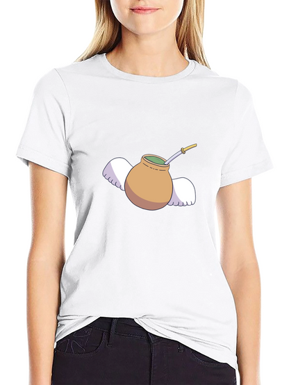 Mate Tea Cup with Wings Graphic Tee - Black