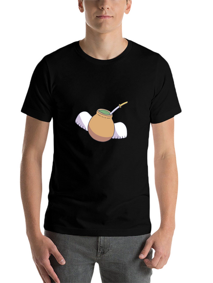 Mate Tea Cup with Wings Graphic Tee - Black