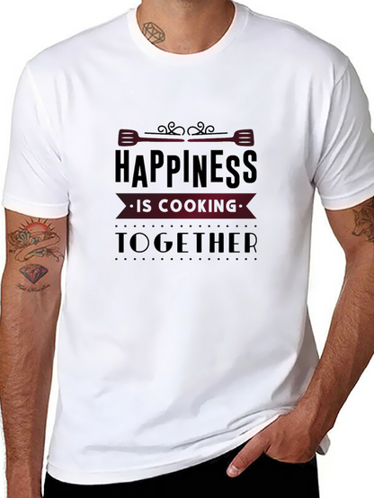 Happiness is Cooking Together Black Graphic Tee