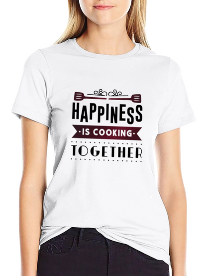 Happiness is Cooking Together Black Graphic Tee